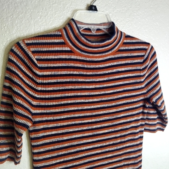 MADEWELL Dalston Stripe Mock Neck Sweater In Maple Glow sz Xs - Picture 3 of 7